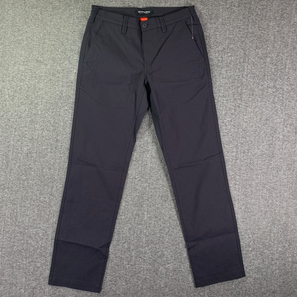 Bluffworks Ascender Chino Pants Men 30x32 Black Modern Regular Fit NEW
